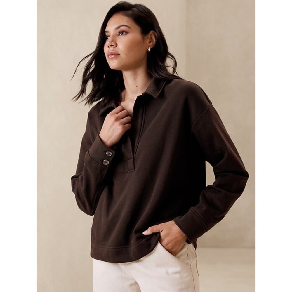 Banana Republic Fleece Johnny Collar Sweatshirt size Medium